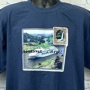 Vintage 90s Panama Canal Princess Cruises T Shirt Cruise Liner Blue XL X-Large